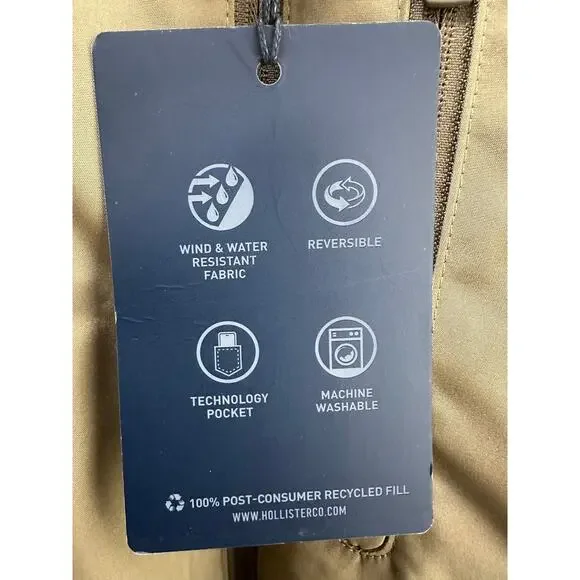 Hollister NWT Men Ultimate Collection Reversible Brown Puffer Jacket size Large - Picture 9 of 12